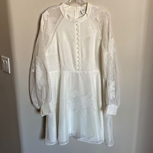 Anthropology white embroidery dress